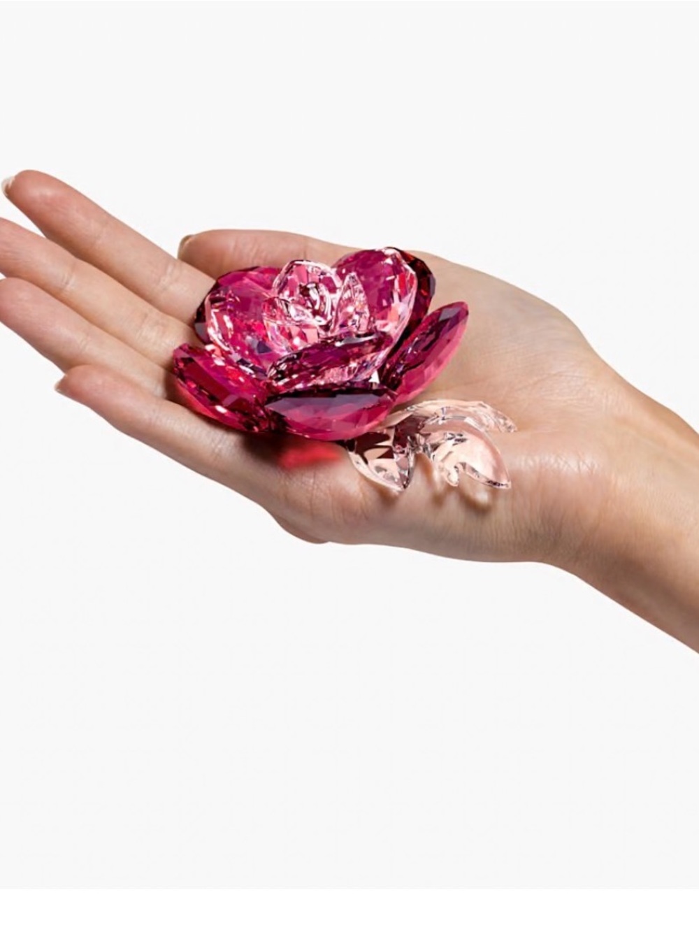 Swarovski Pink Crystal Flower Figurine with Light Rose Petal Accent